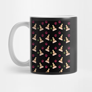 Yoga and Peace Signs on Black Background Mug